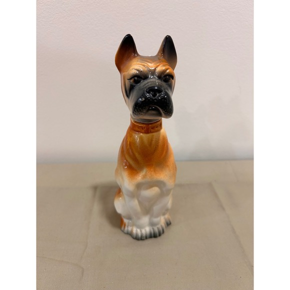 Other - Vintage Ceramic Boxer Dog Decanter Seated Figurine with Cork Stopper Stopper